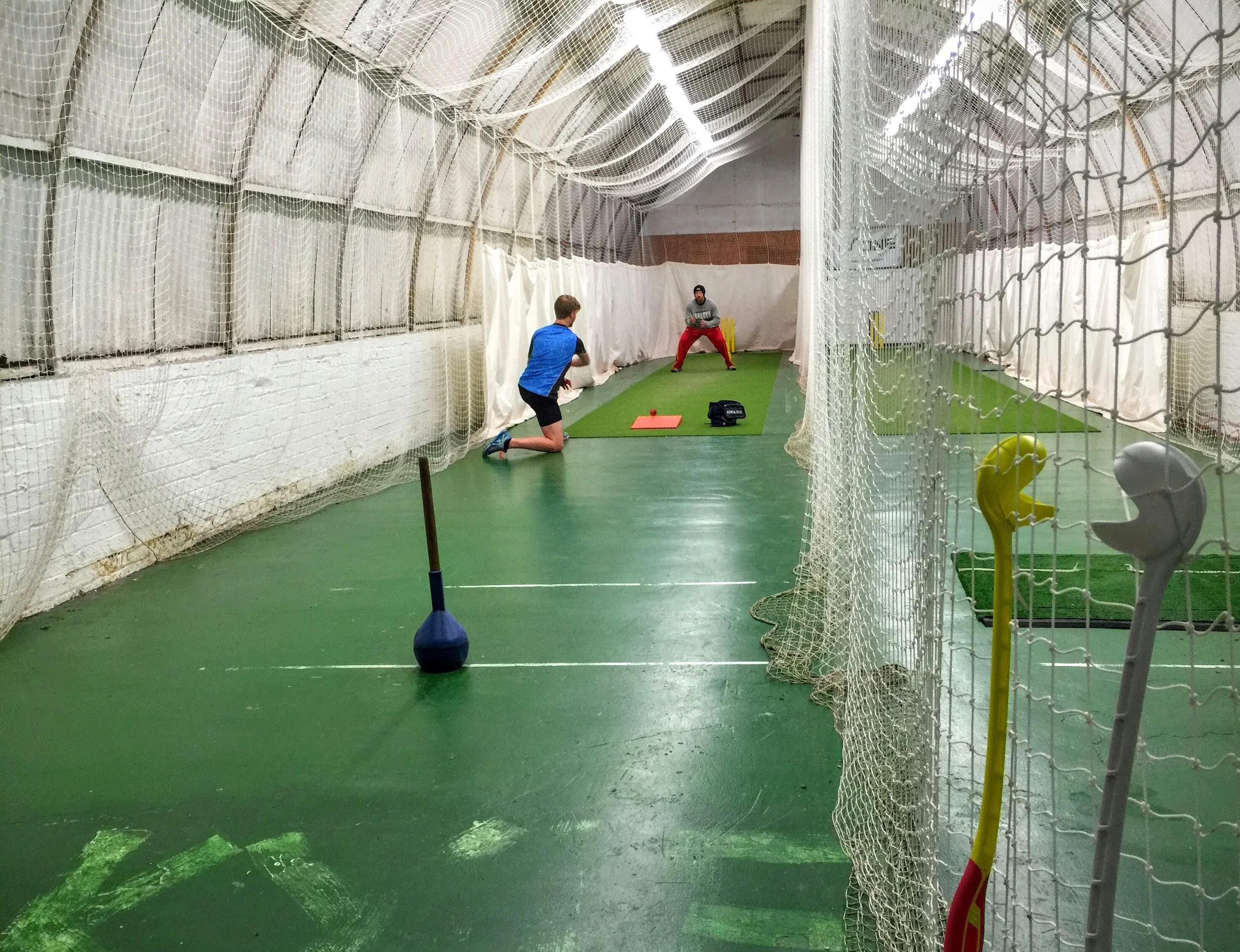 Awesome commitment: West of Scotland Cricket Club 1st XI players stay after practice for fielding work.