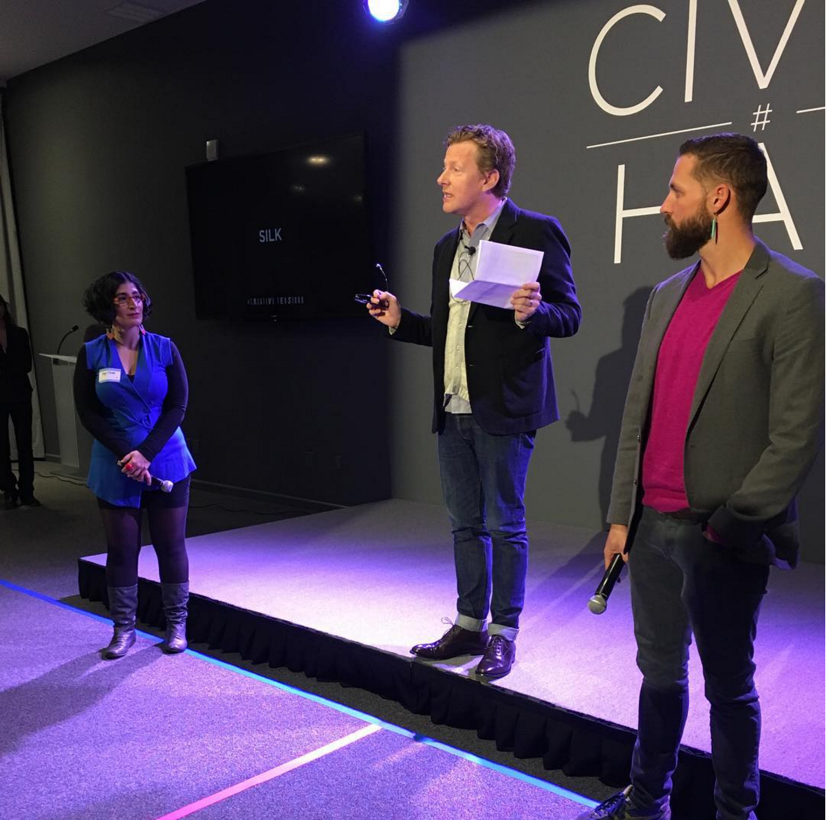 Fred Dust, Shelby Clark and Negin Farsad at Creative Tensions: American Dream via Emsok