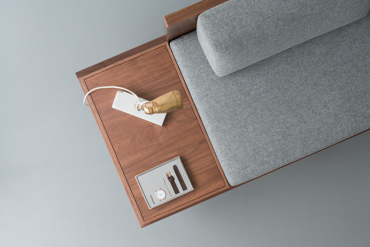 storage options in bespoke day bed design by furniture maker Namon Gaston 