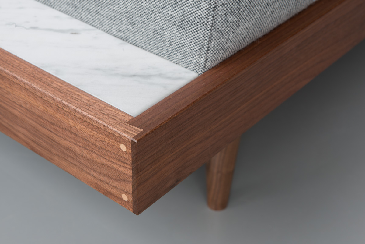 detail of bespoke commission for day bed by furniture maker Namon Gaston