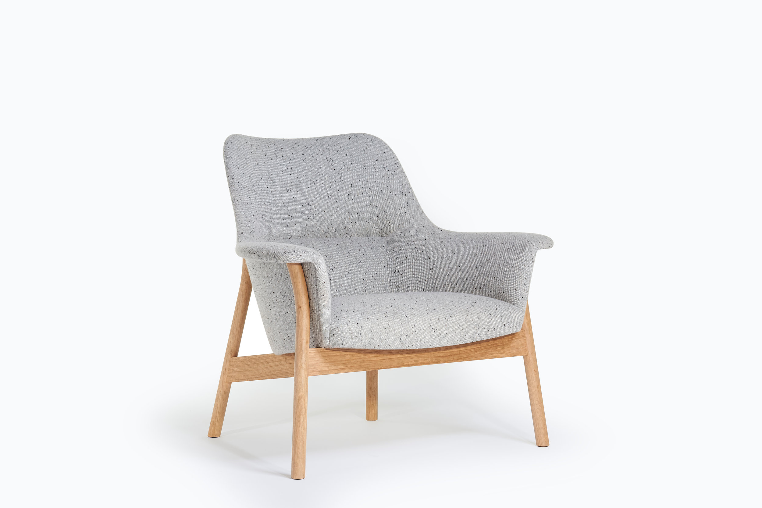 Oak and upholstered Oxbow lounge chair 