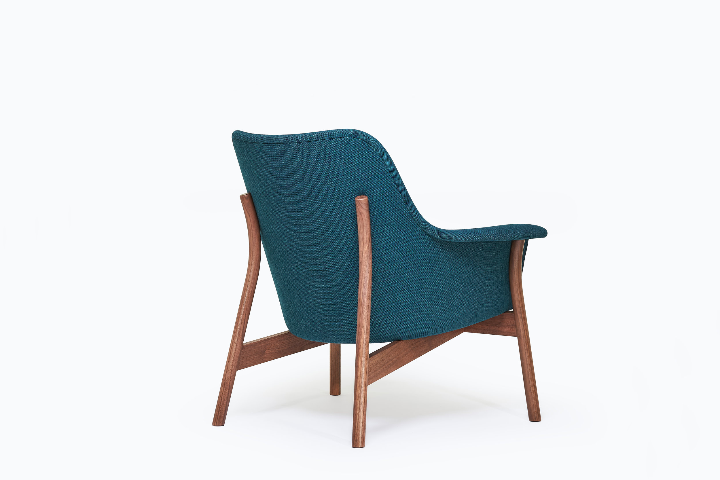 back view of award winning oxbow lounge chair by furniture maker Namon Gaston 