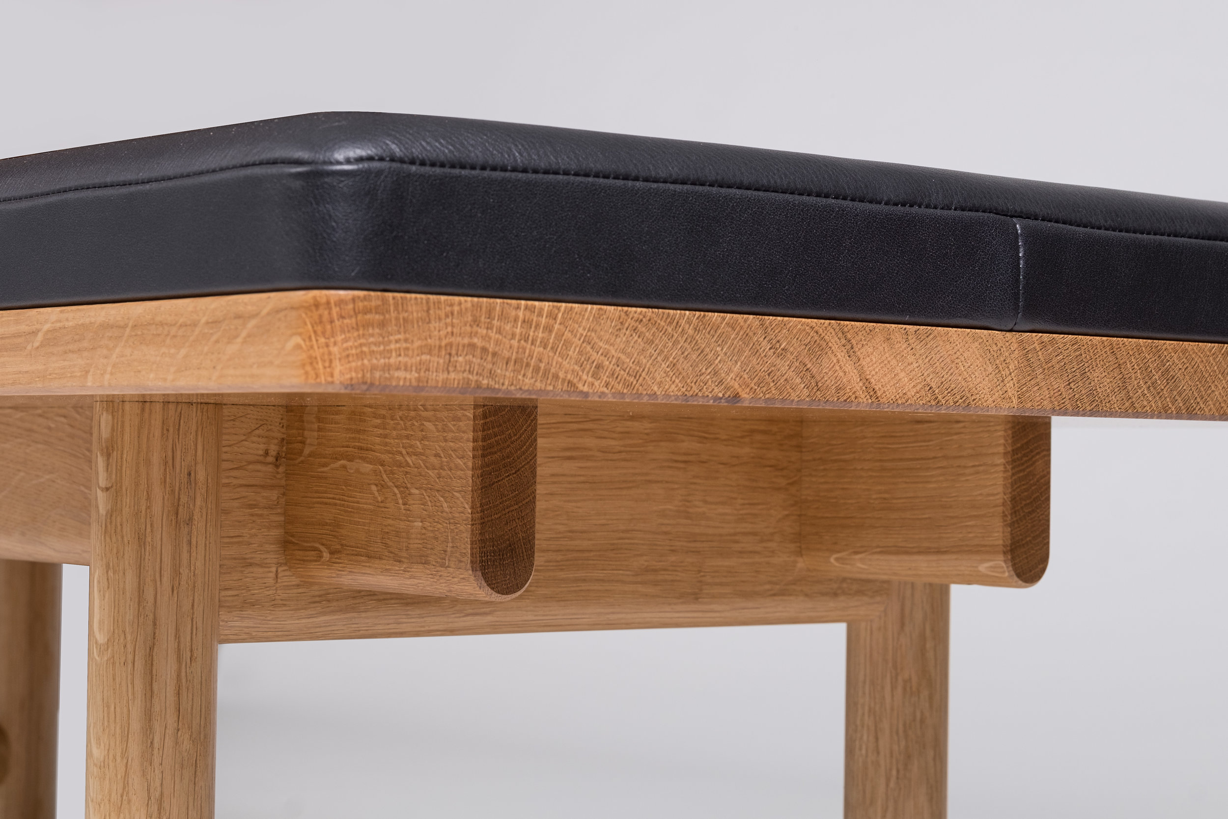 Handmade Oak and Swedish leather bench