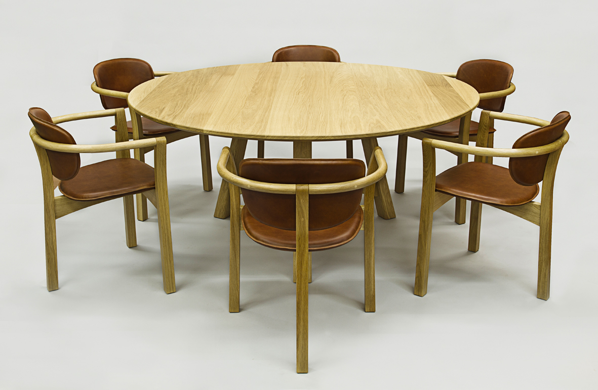 bespoke oak dining table and chairs