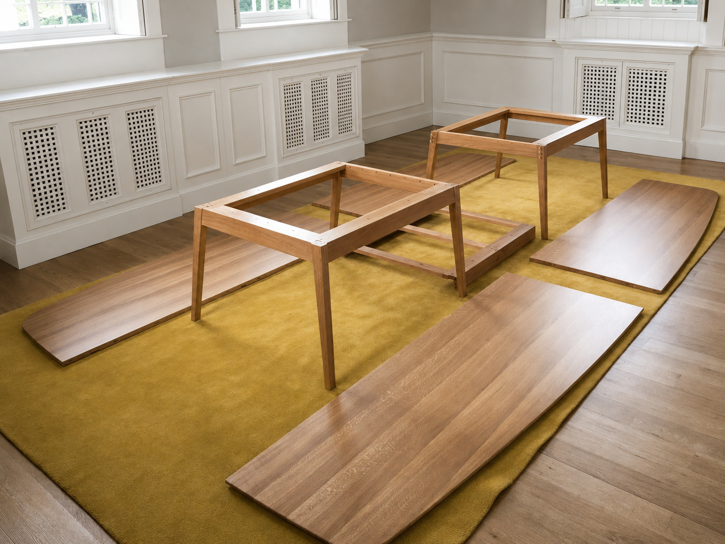 Boardroom table assembly, oak handmade