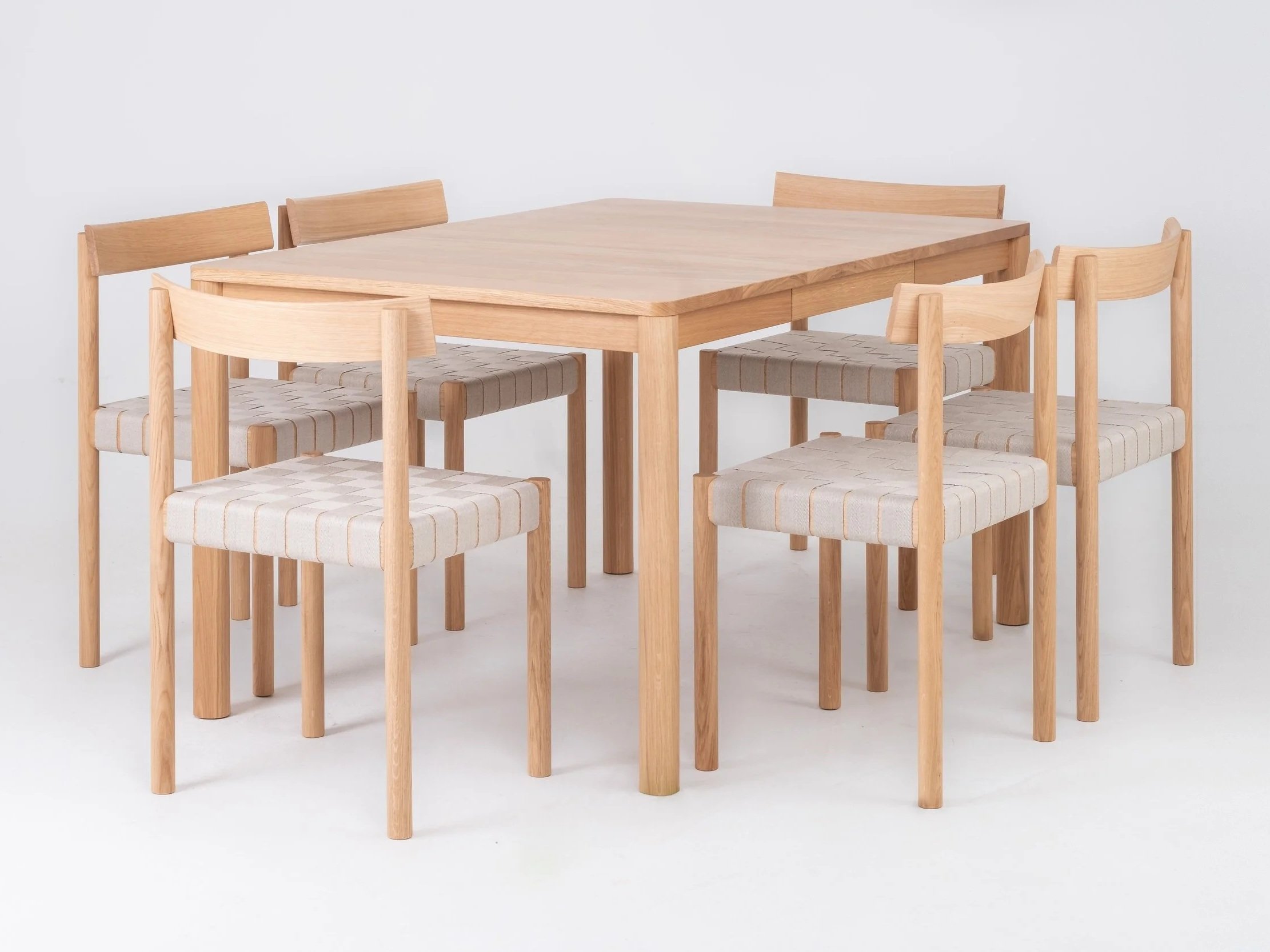 wooden table and 6 chairs, one extension leaf