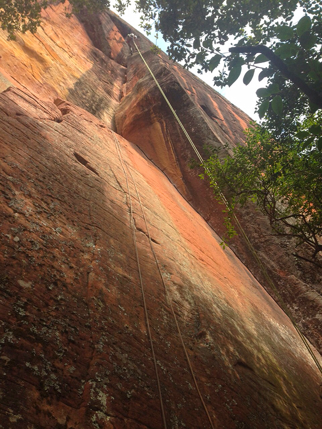 Rapping the "Screaming at the Faraway Corner" link-up. Faraway Corner is the skinny lieback corner at the bottom of the picture. The second pitch of Screaming at the Moon is the wide crack above.