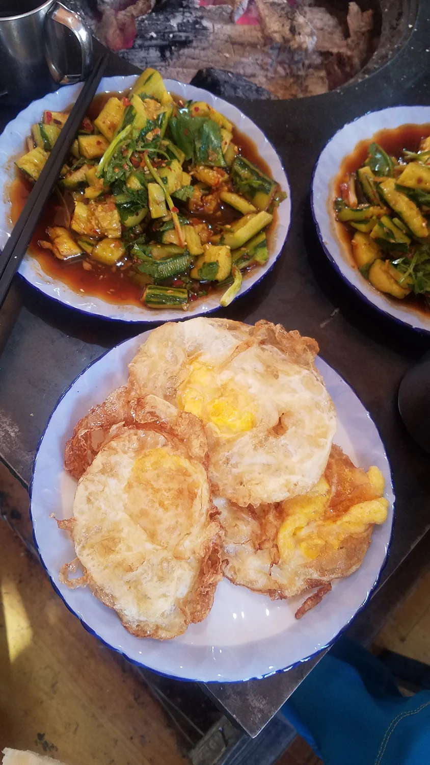 Some eats in the local climber's canteen, Shiguang Restaurant, Liming Village, Yunnan