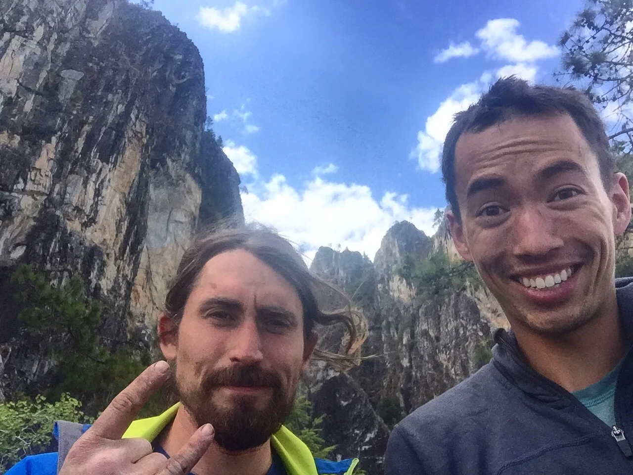 The team, finally done with “It’s Just a Ride.” (5.10b, 12 pitches, grade IV, 350 meters). It required a lot of work, but it is done! It also may be on of the longest multipitches in the region.