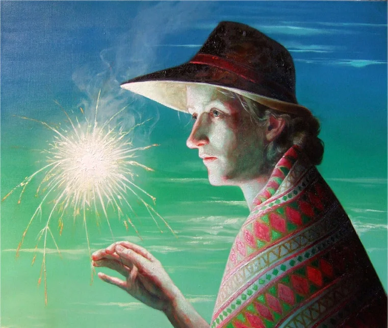  Woman with Sparkler, 2009  48" x 40"  oil on linen   