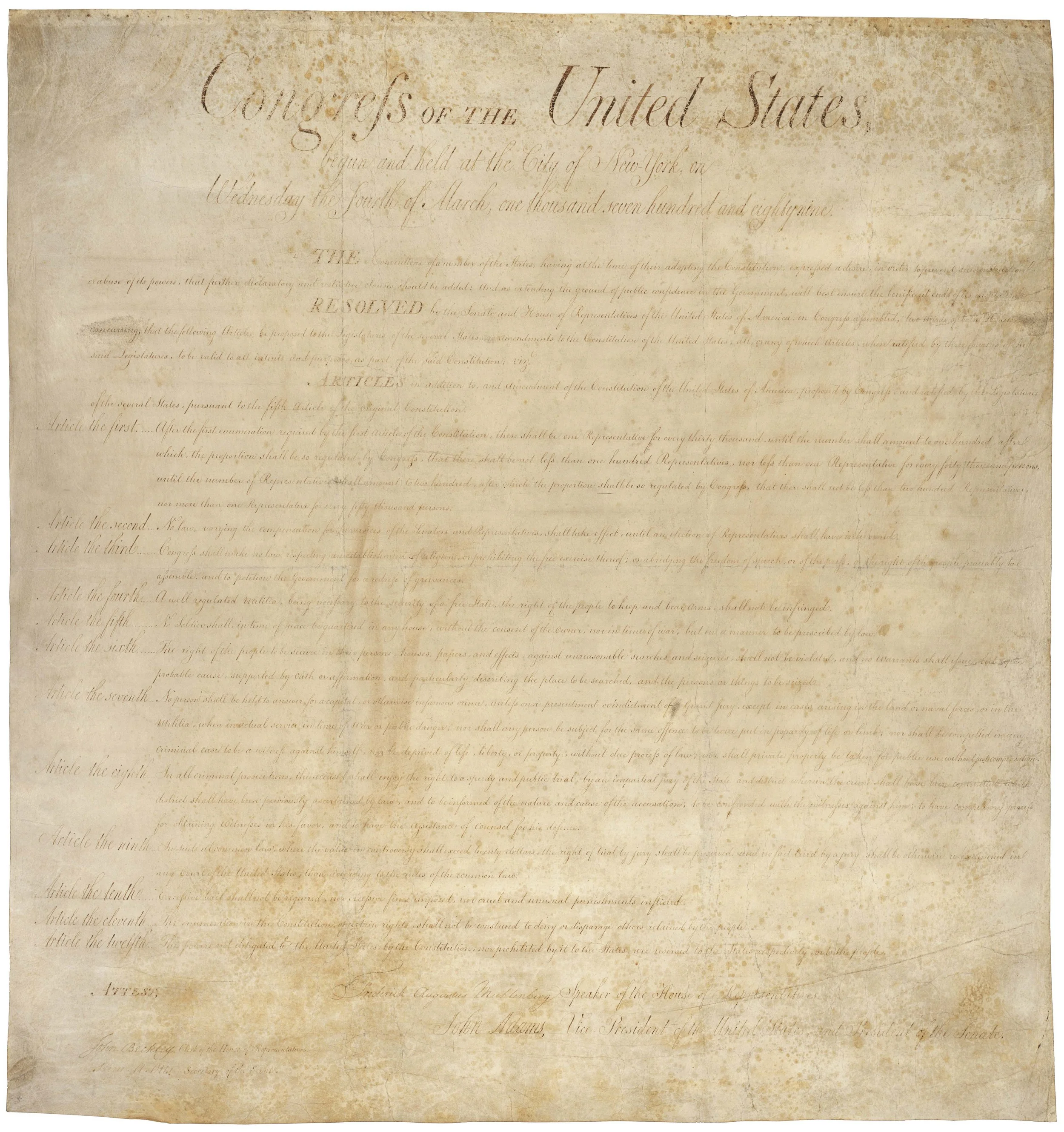 US Bill of Rights, 1791