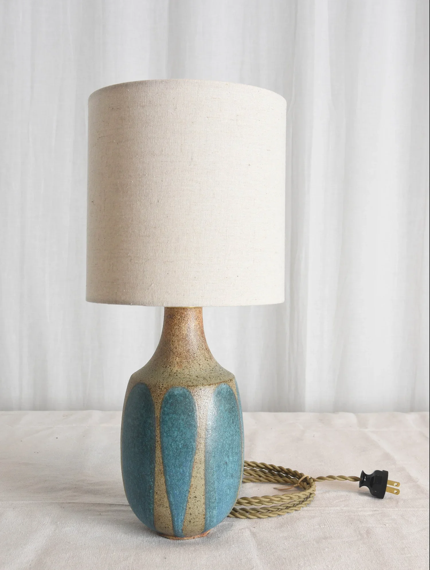 SMALL POURED MATTE AQUA LAMP