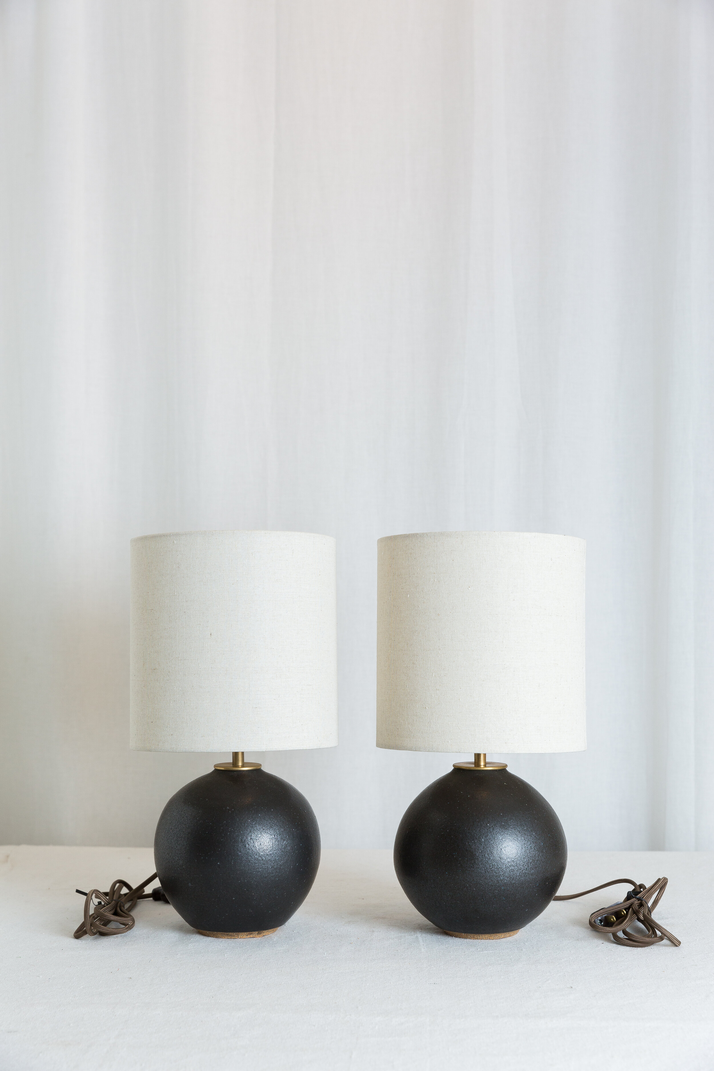 SOLD-SMALL SATIN BLACK ORB LAMPS