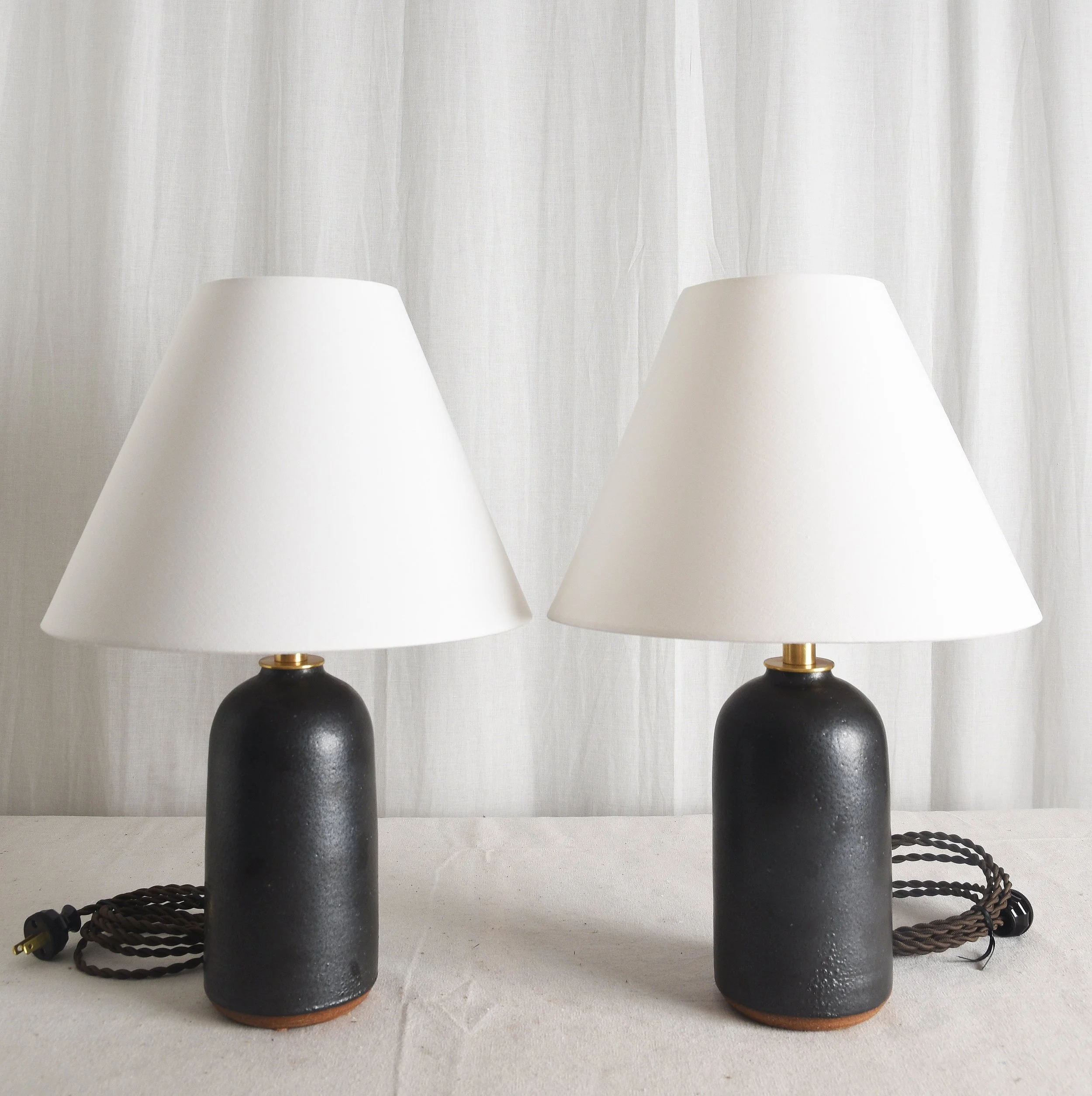 SMALL SATIN BLACK DOME LAMPS