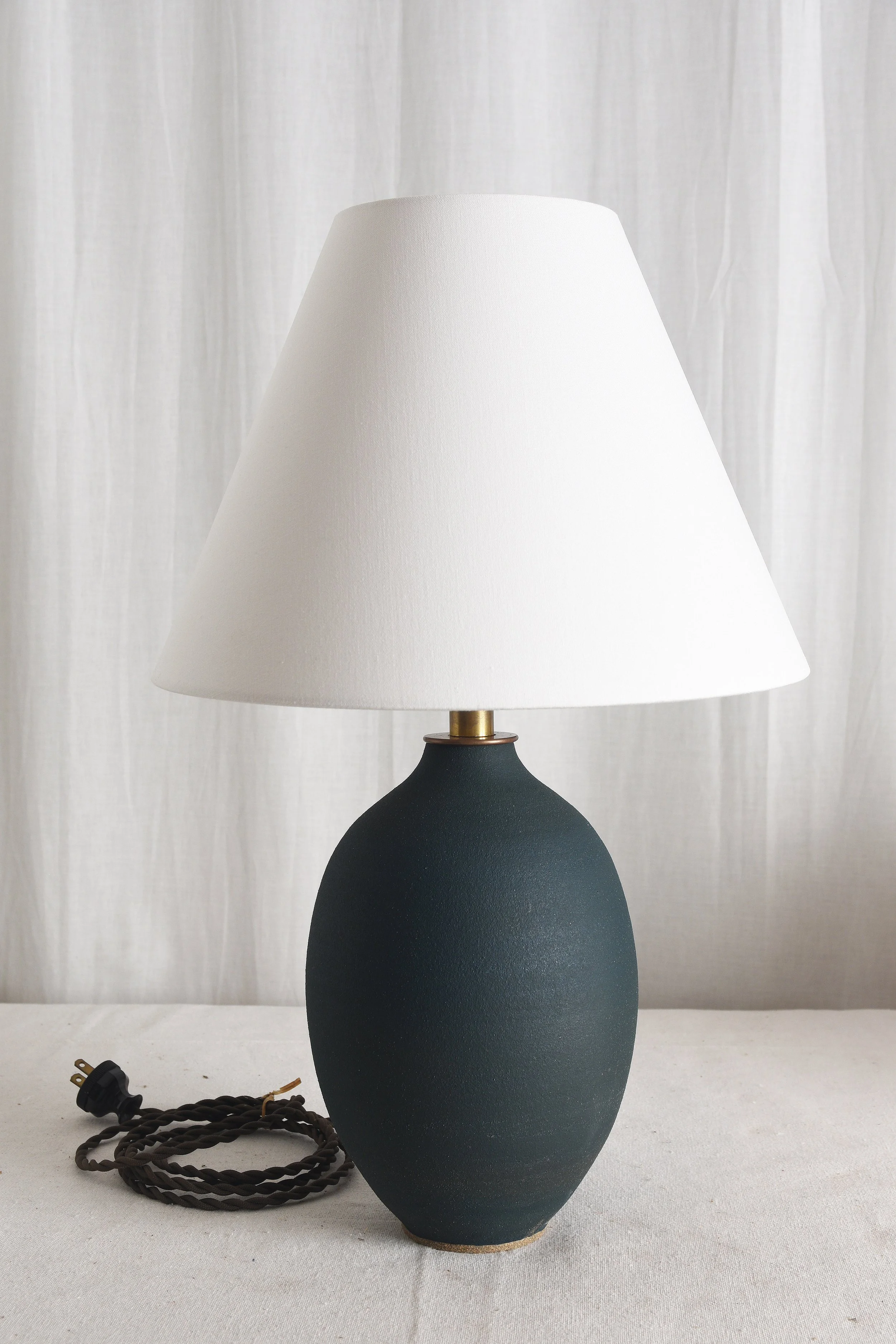DARK MATTE TEAL OBLONG LAMP