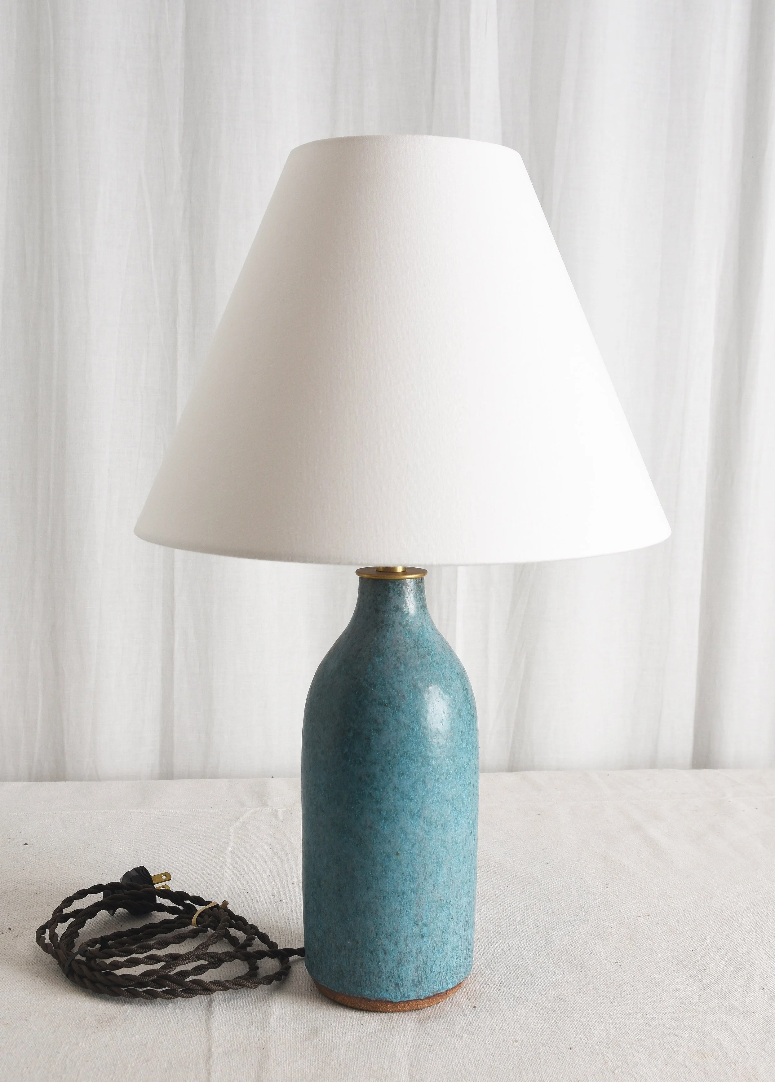 SATIN AQUA BOTTLE LAMP