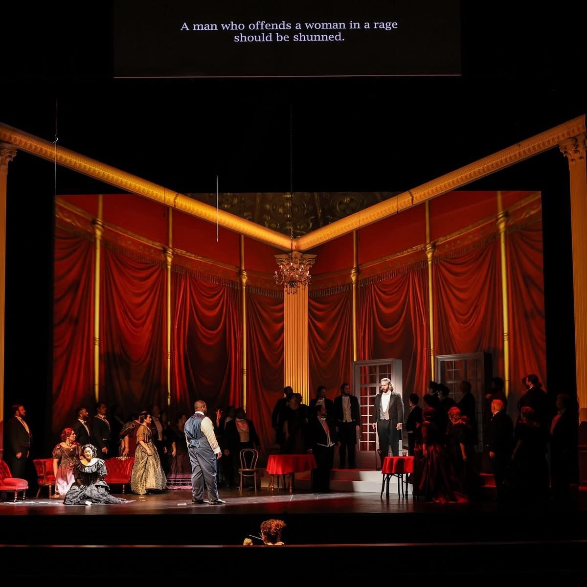 Act Two, Scene Two: Cecilia López, Edward Graves, Andrew Manea, Chorus
Photo Credit: Barry Steele