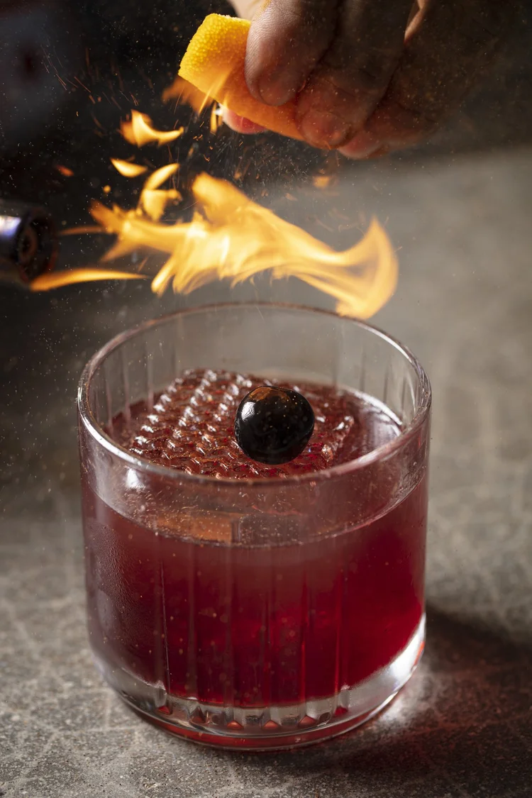 Flaming cocktail, restaurant beverage photographer