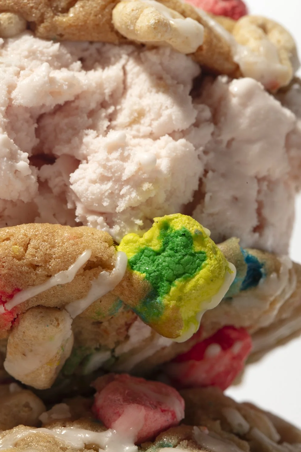 Close-up of colorful, decorated rice crispy treats with marshmallows, sprinkles, and colored icing. San Diego food stylist and photographer 