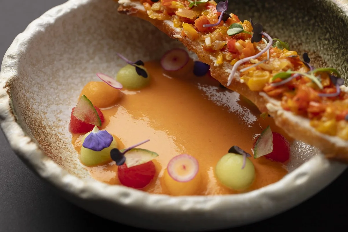 Orange fruit soup with toasted bread - Los Angeles food photographer and stylist 