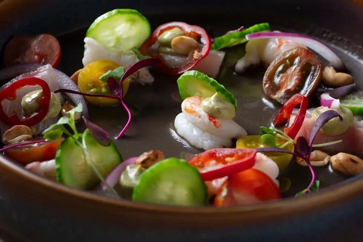 Colorful plated ceviche, Southern California food photographer