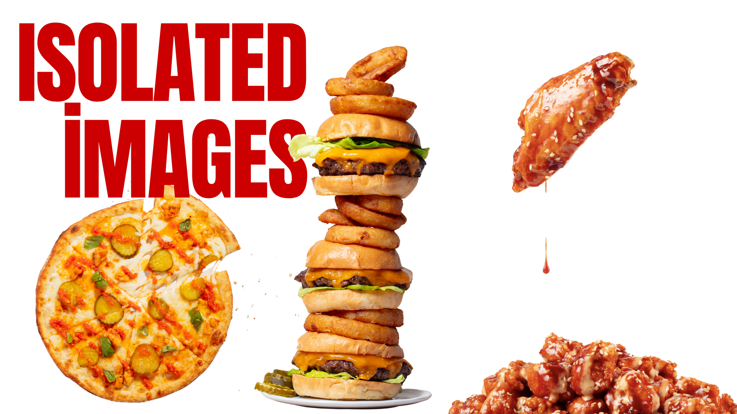 A composite image of various fast food items. Los Angeles product and packaging photographer