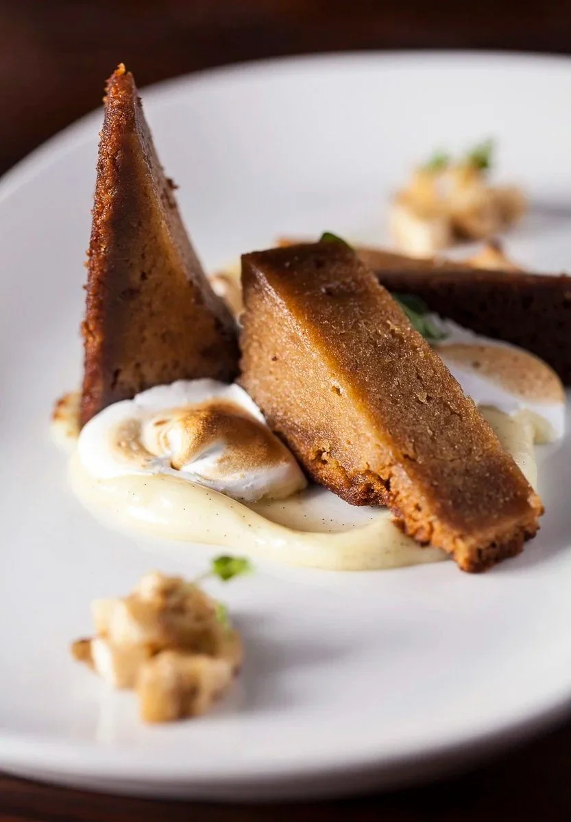 Slice of chocolate tart with cream on a white plate - pastry and dessert photography, Orange County