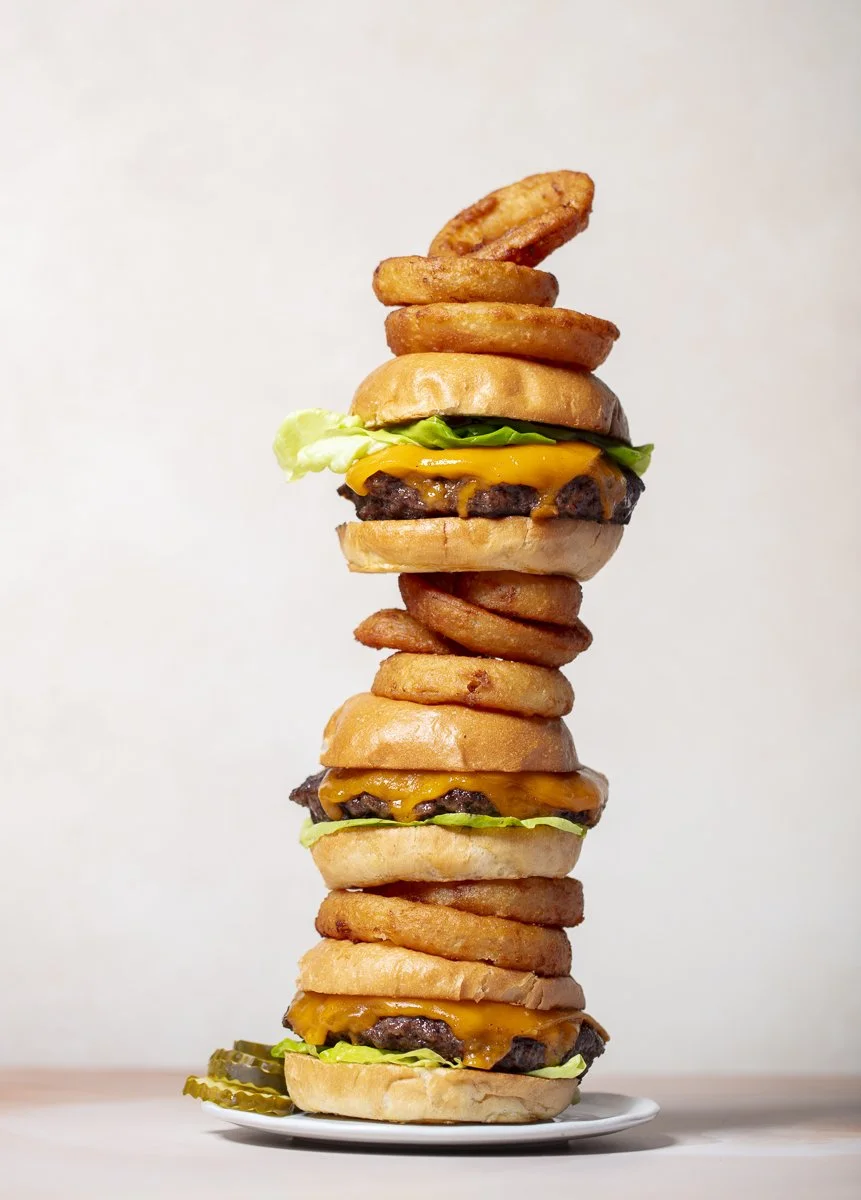 Burger stack -San Bernardino food photographer 