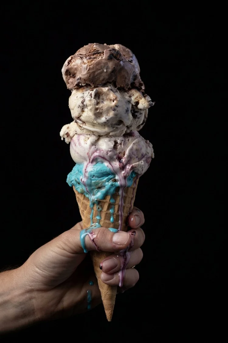 Over-the-top ice cream cone, San Diego dessert photography