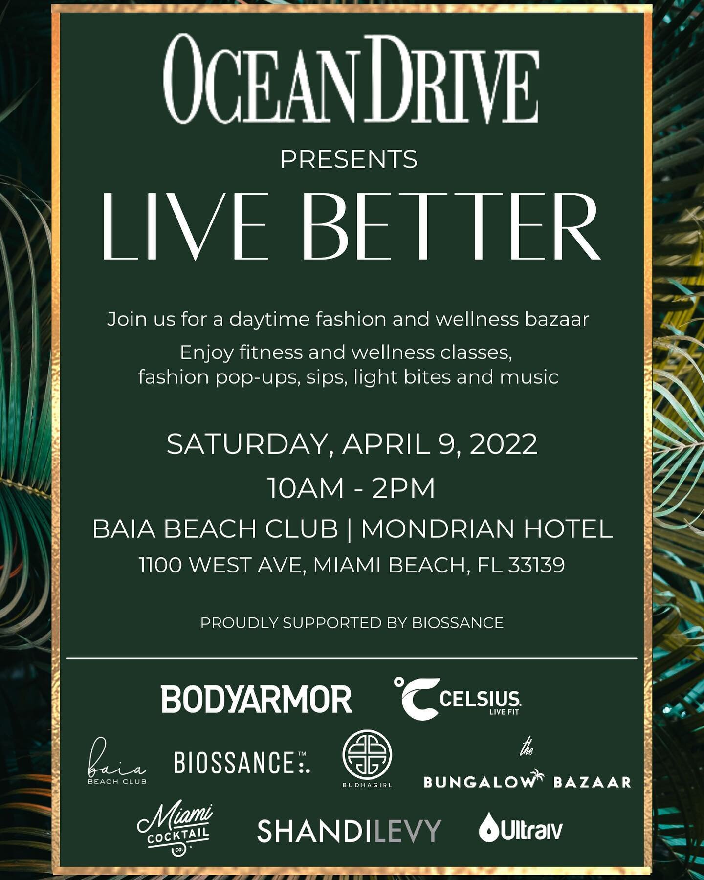 #LiveBetter with me and @oceandrivemag tomorrow, 4/9, from 10 AM - 2 PM @mondrianhotelsobe @baiabeachclubmiami !✨ #fashion #fitness #wellness #fun 
.
.
.
.
.
#shopping #finejewelry #mothersday #finejewellery #mothersdaygift #miami #miamibeach #jotd #