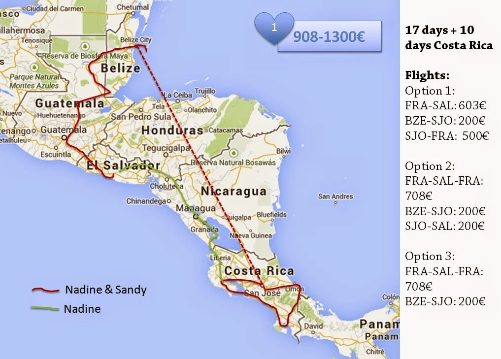 Nadine's Central America route