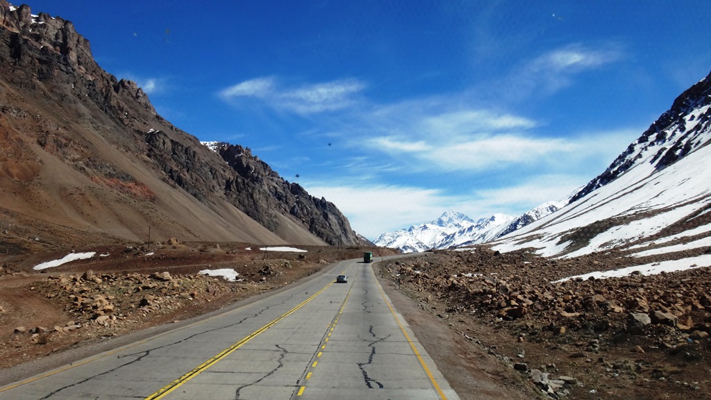 Taking a bus through the Andes Mountains