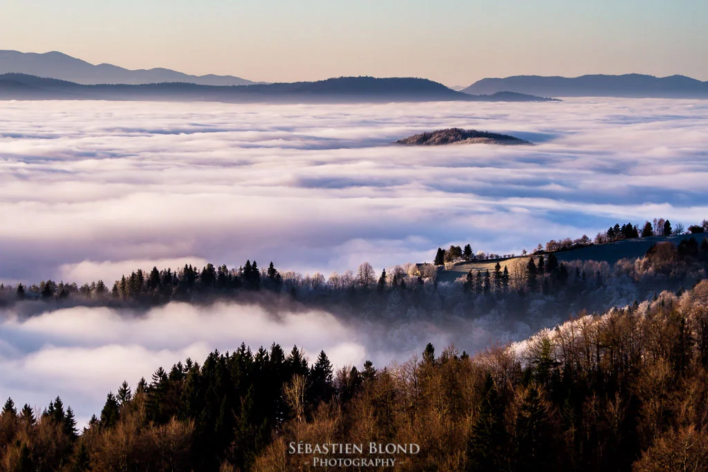 A sea of clouds in the hills of Polhov Gradec, close to Ljubljana, the capital city of Slovenia