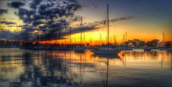 Montrose Harbor at Sunrise in Chicago by Ronnie Charrier