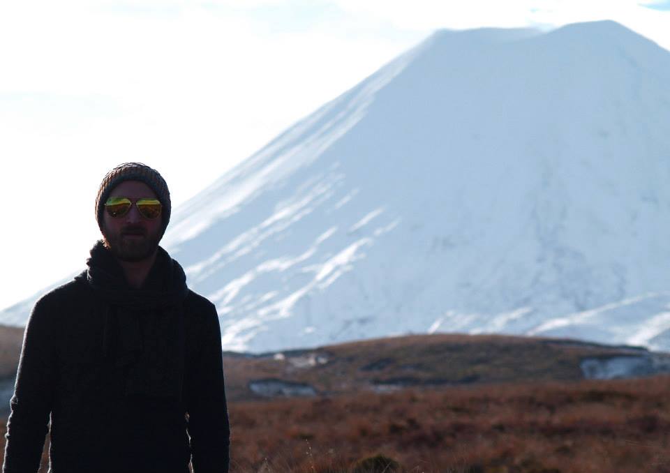 Ronnie at the base of Mount Tongariro in New Zealand