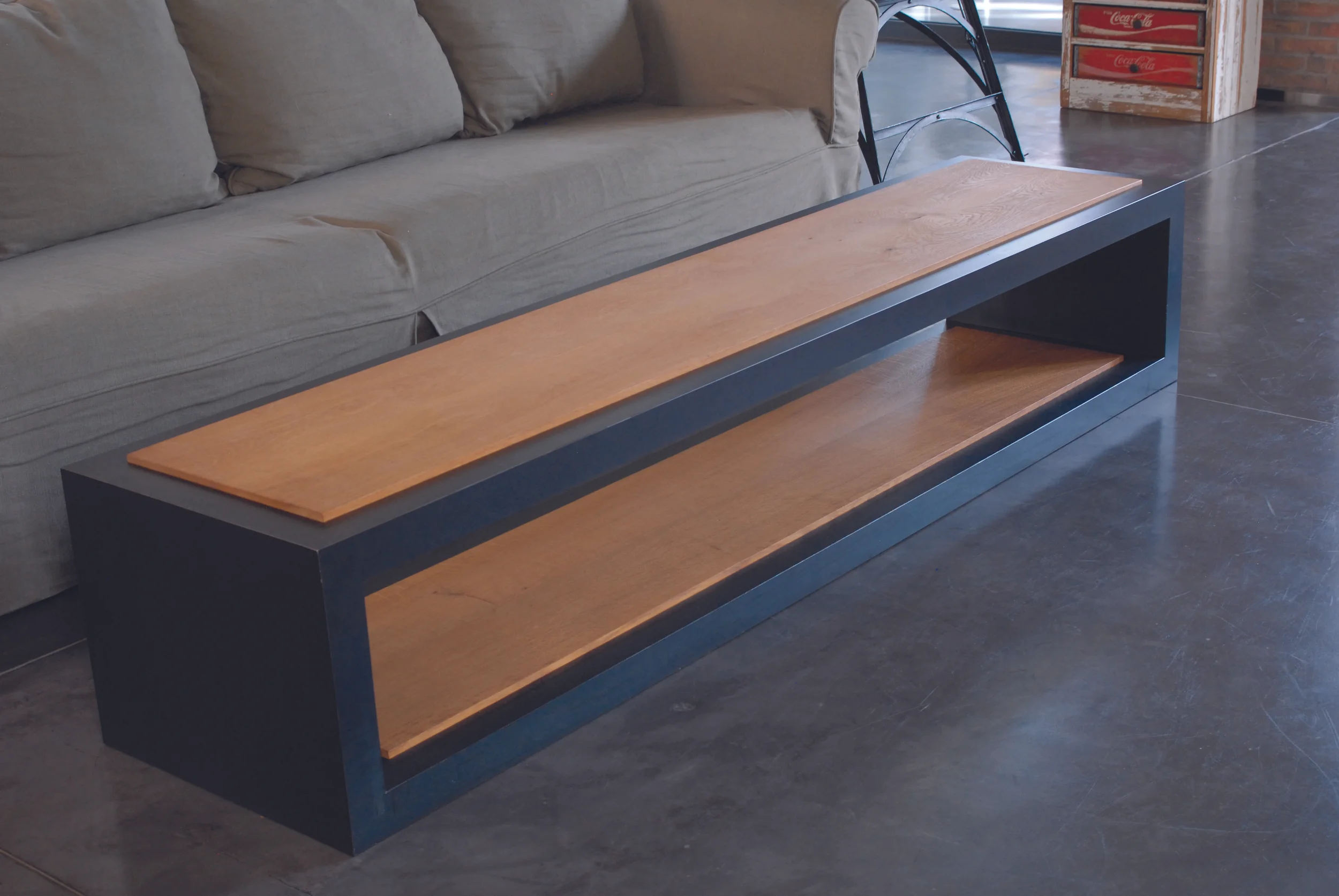 Blackened steel and french oak wood