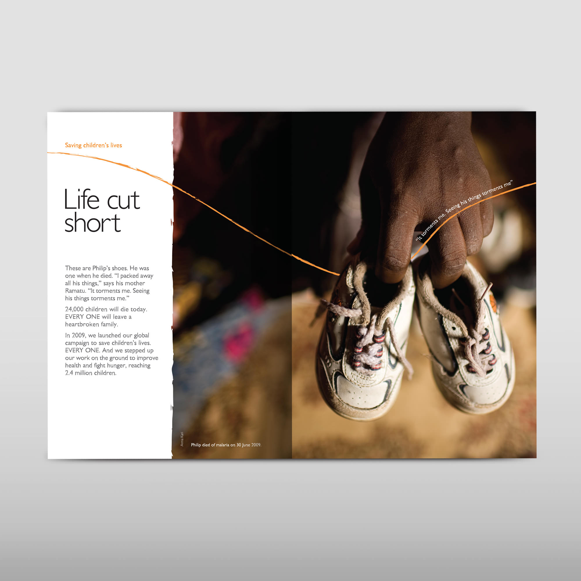 Double page spread charity annual report design