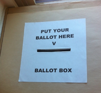 Our school ballot box, used for staff and clerkship elections.