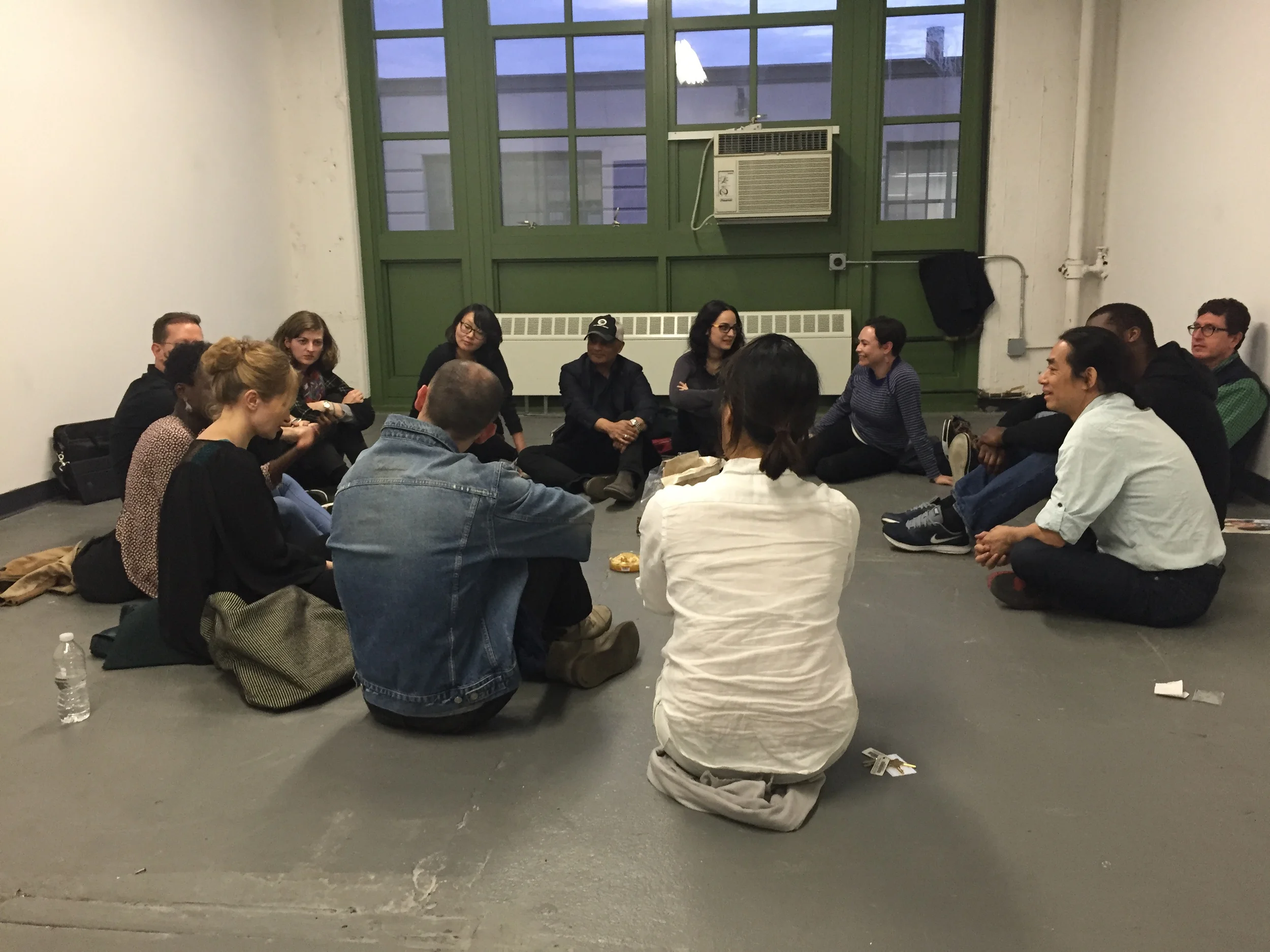 The 2015 residents in their shared studio space in industry City