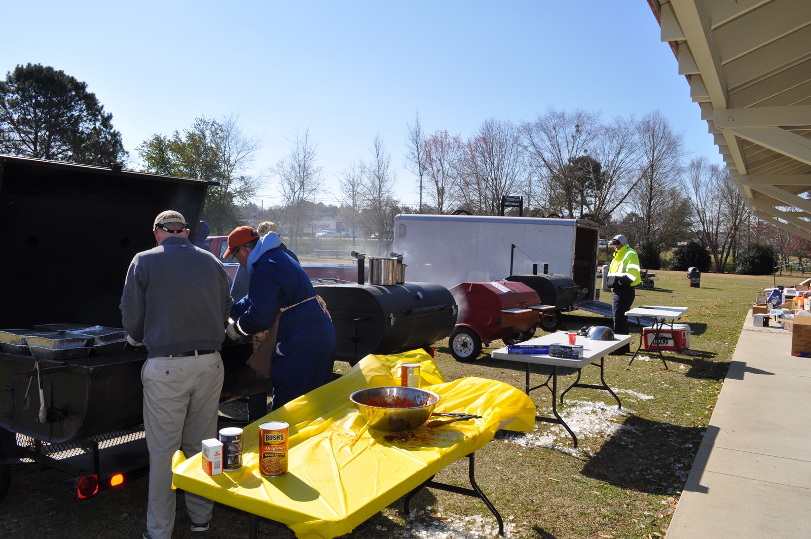 2017-0316 BBQ (Lions Mark, Davis, Mitch) - Four Grills Working Along.JPG