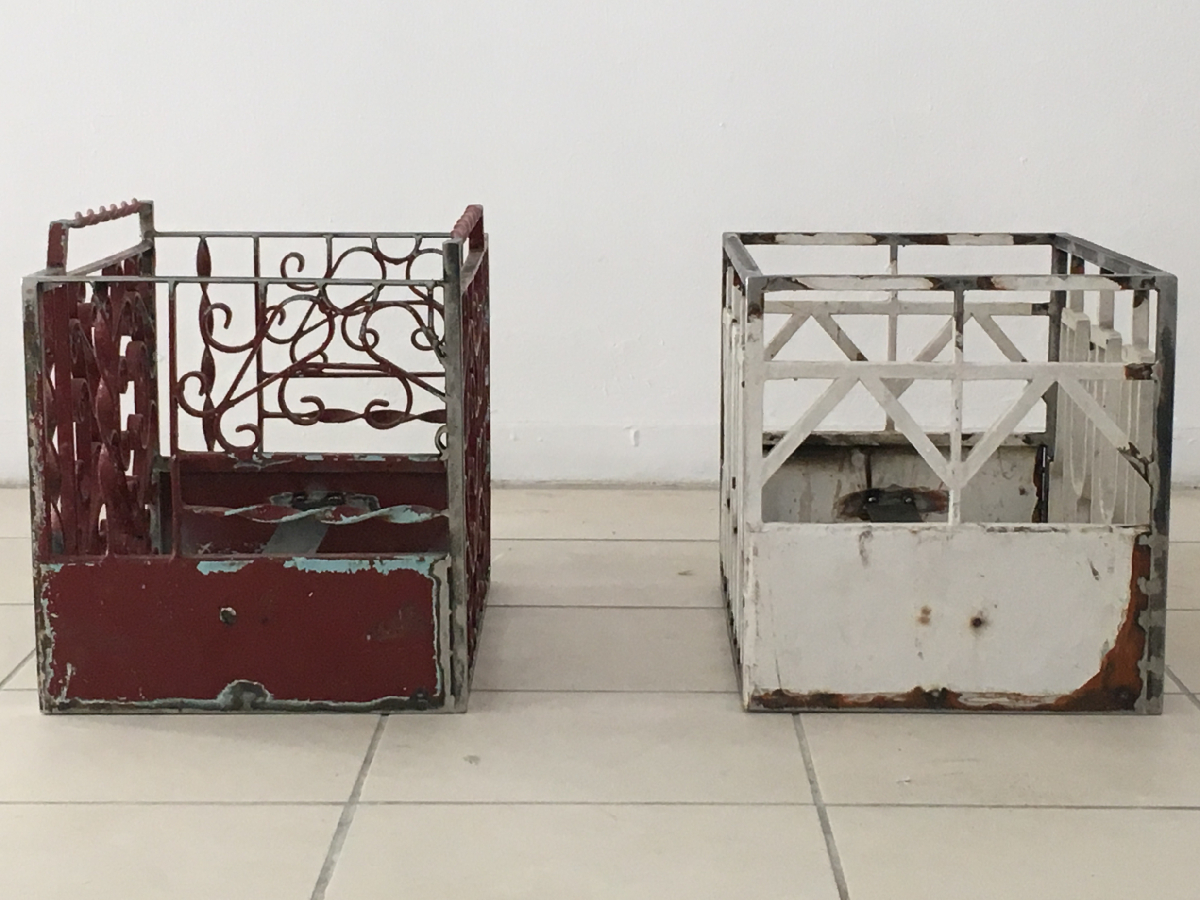 Record crates made from Art Deco doors
