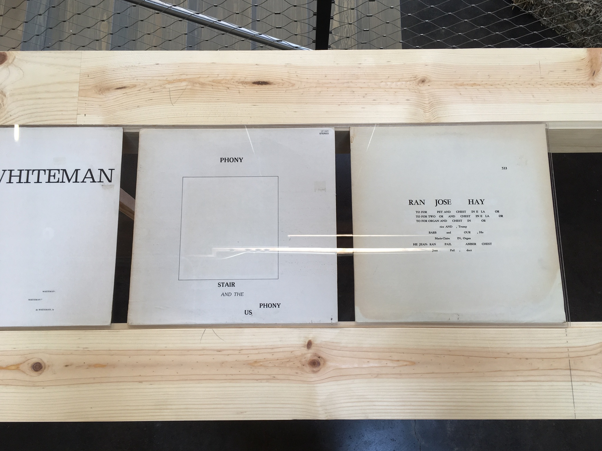 Erased record covers table/vitrine
