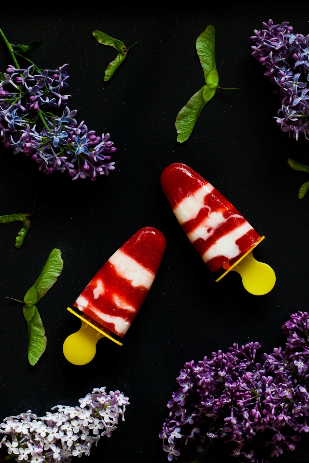 Strawberry Watermelon Yogurt Popsicles | my blue&white kitchen