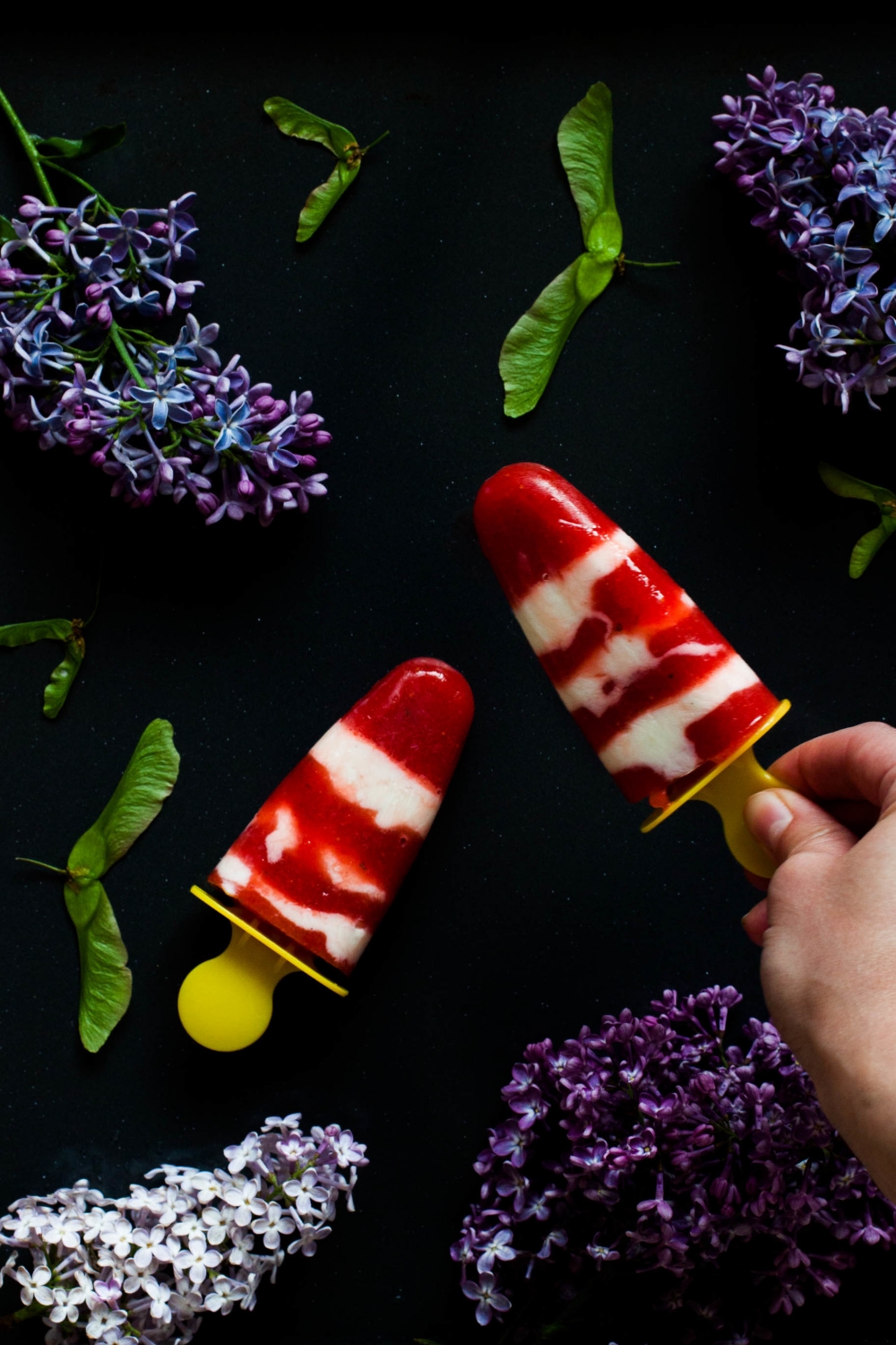 Strawberry Watermelon Yogurt Popsicles | my blue&white kitchen