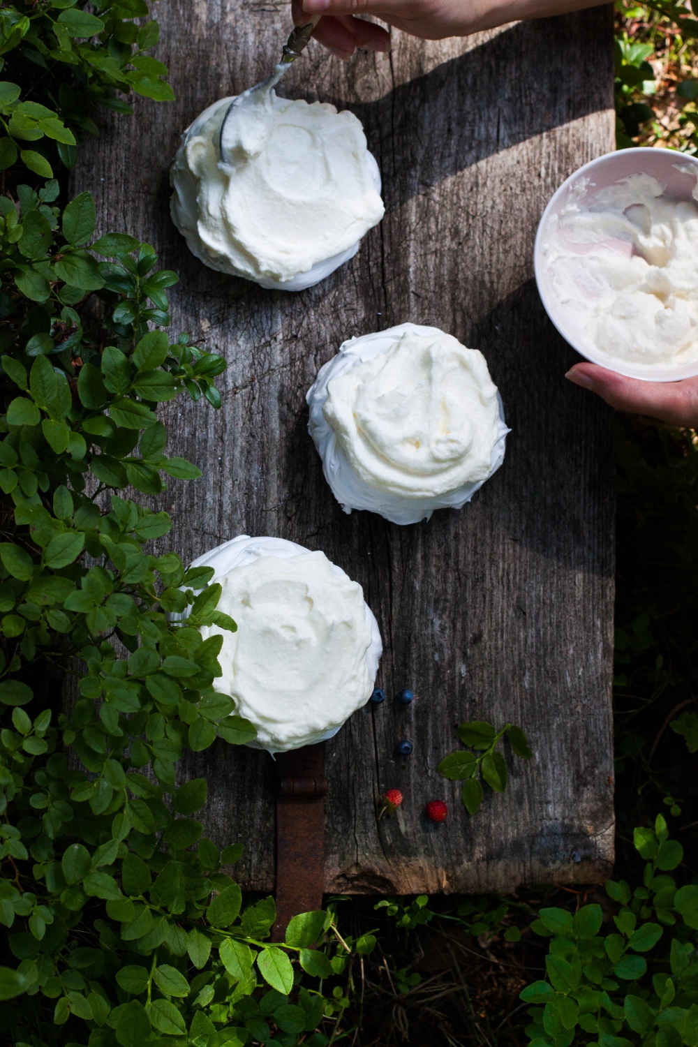 Mini Almond Pavlovas with Forest Berries | my blue&white kitchen