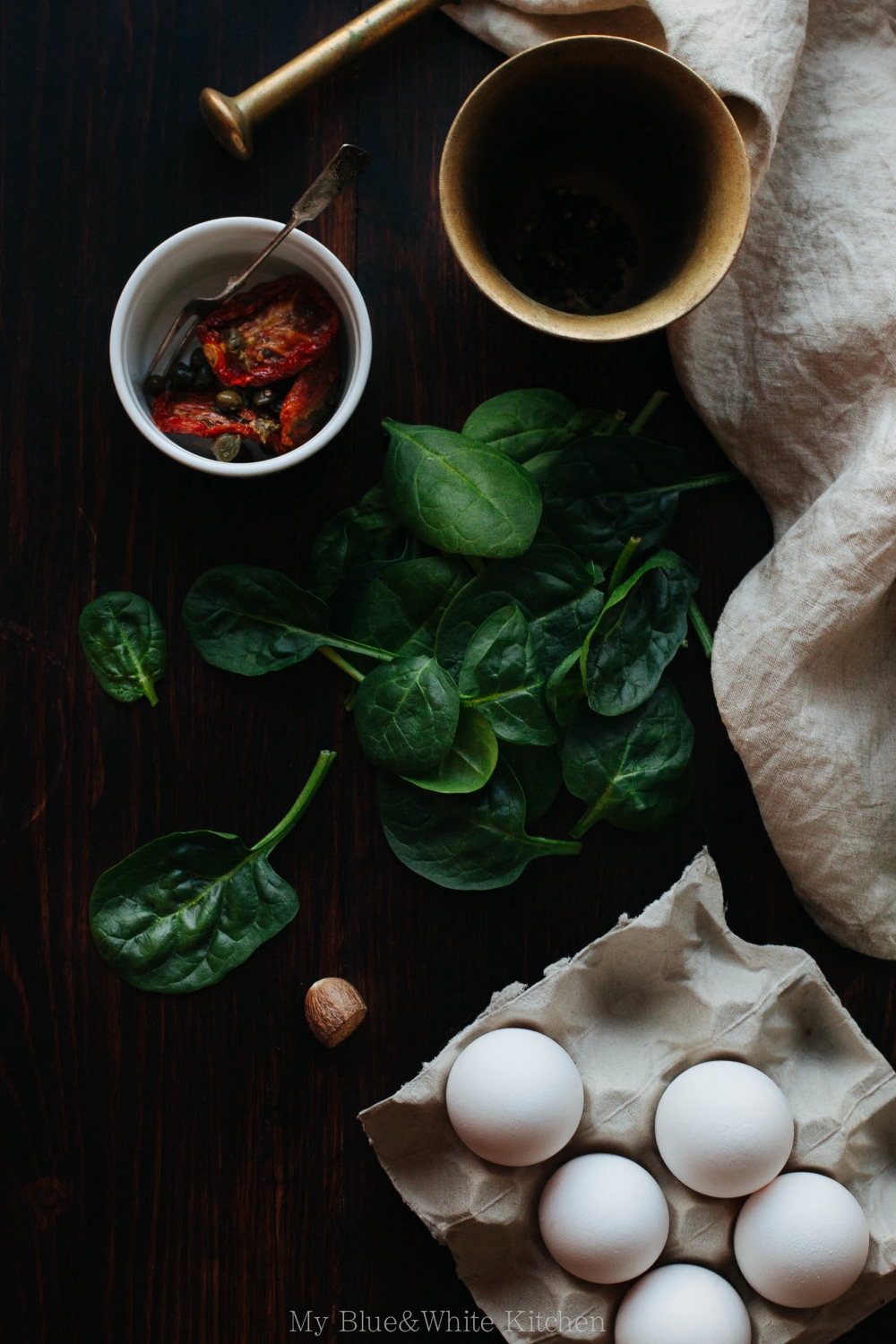 Oeufs en Cocotte with Spinach & Sun-Dried Tomatoes | My Blue&White Kitchen