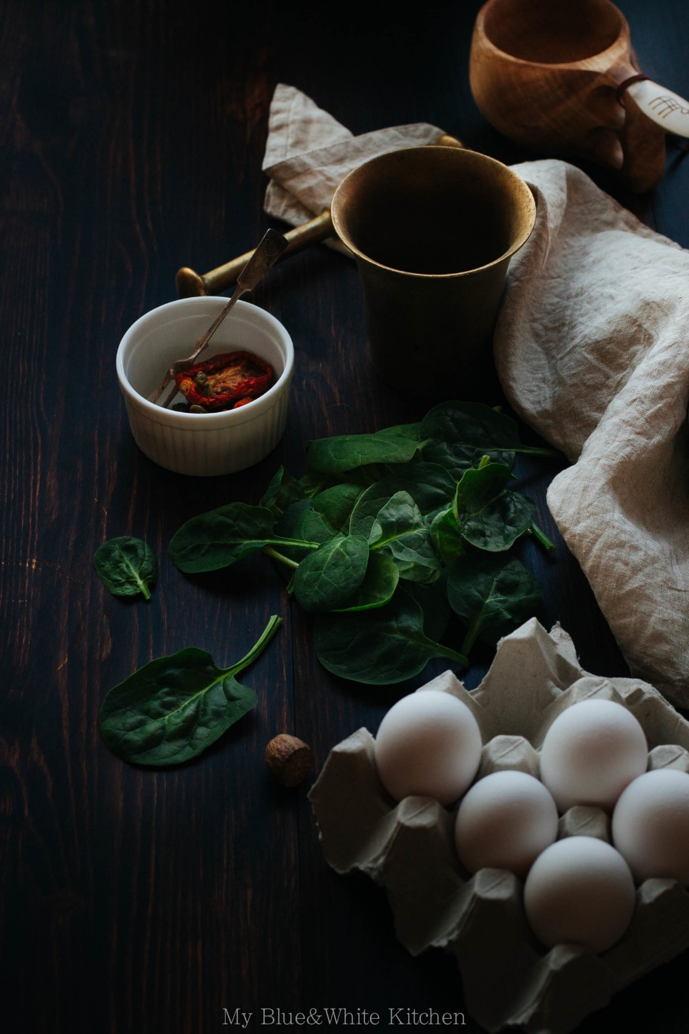 Oeufs en Cocotte with Spinach & Sun-Dried Tomatoes | My Blue&White Kitchen