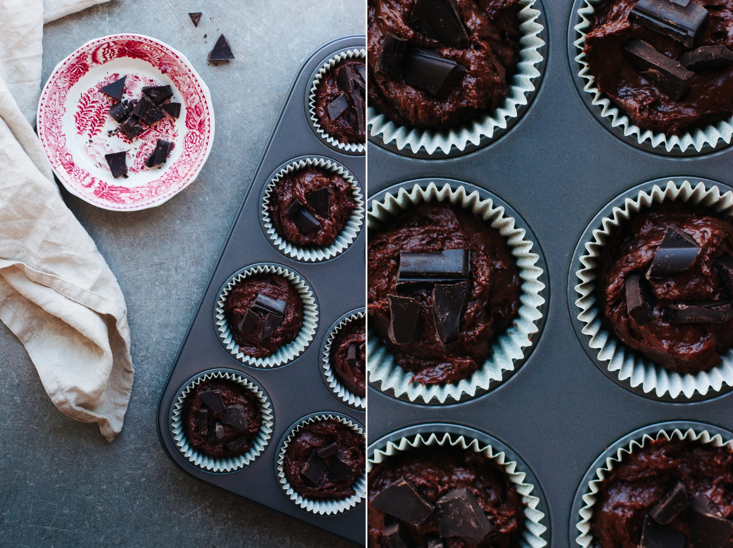 Double Chocolate Muffins with Flaked Sea Salt & Dried Flowers | My Blue&White Kitchen