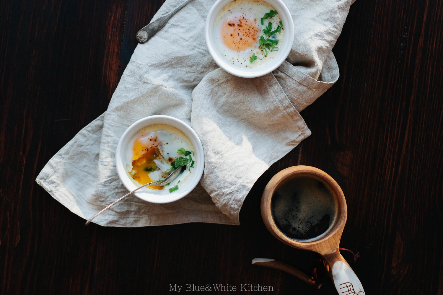 Oeufs en Cocotte with Spinach & Sun-Dried Tomatoes | My Blue&White Kitchen