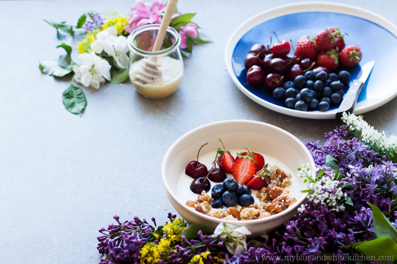 Honey Granola with Summer Berries | My Blue&White Kitchen